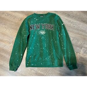 Nike‎ New York Jets Green Acid Wash Pullover Sweater S Small
